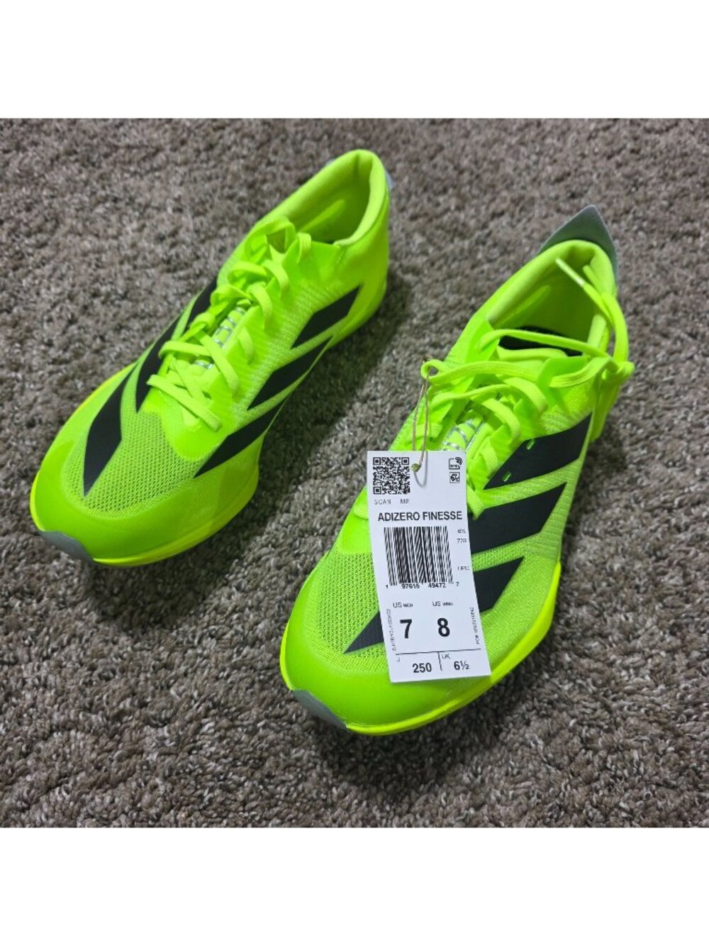 adidas Adizero Finesse Track Spikes Men’s 7 Women’s 8 Lucid Lemon IG2018